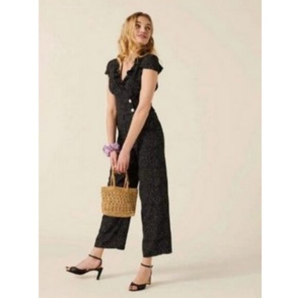 💕ROUJE💕 Floriane Jumpsuit ~ Black Polka Dot Print FR 40 = US 8 - Picture 3 of 16